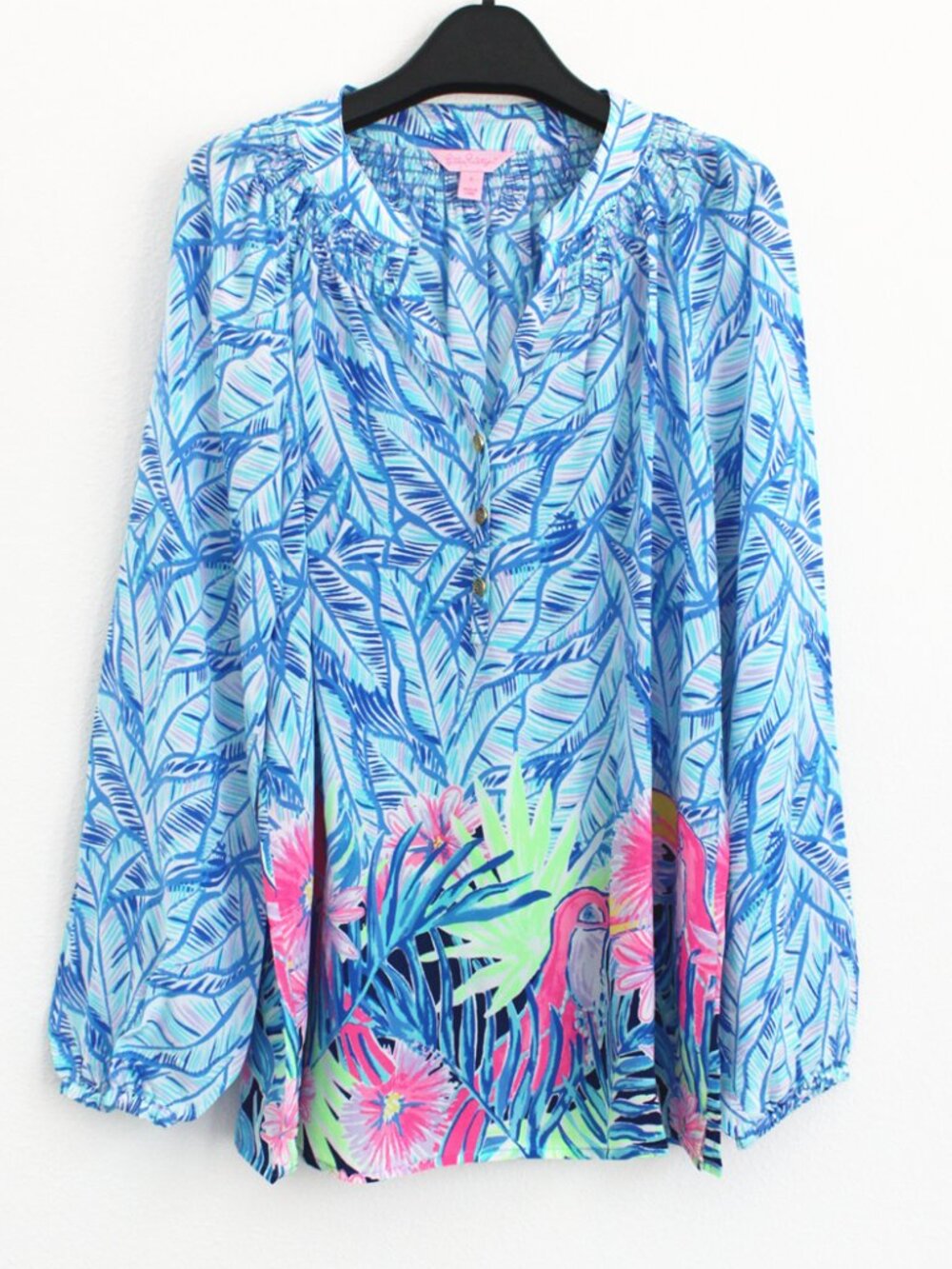 NEW Lilly Pulitzer Elsa Silk Blouse Let's mango, Size XS
